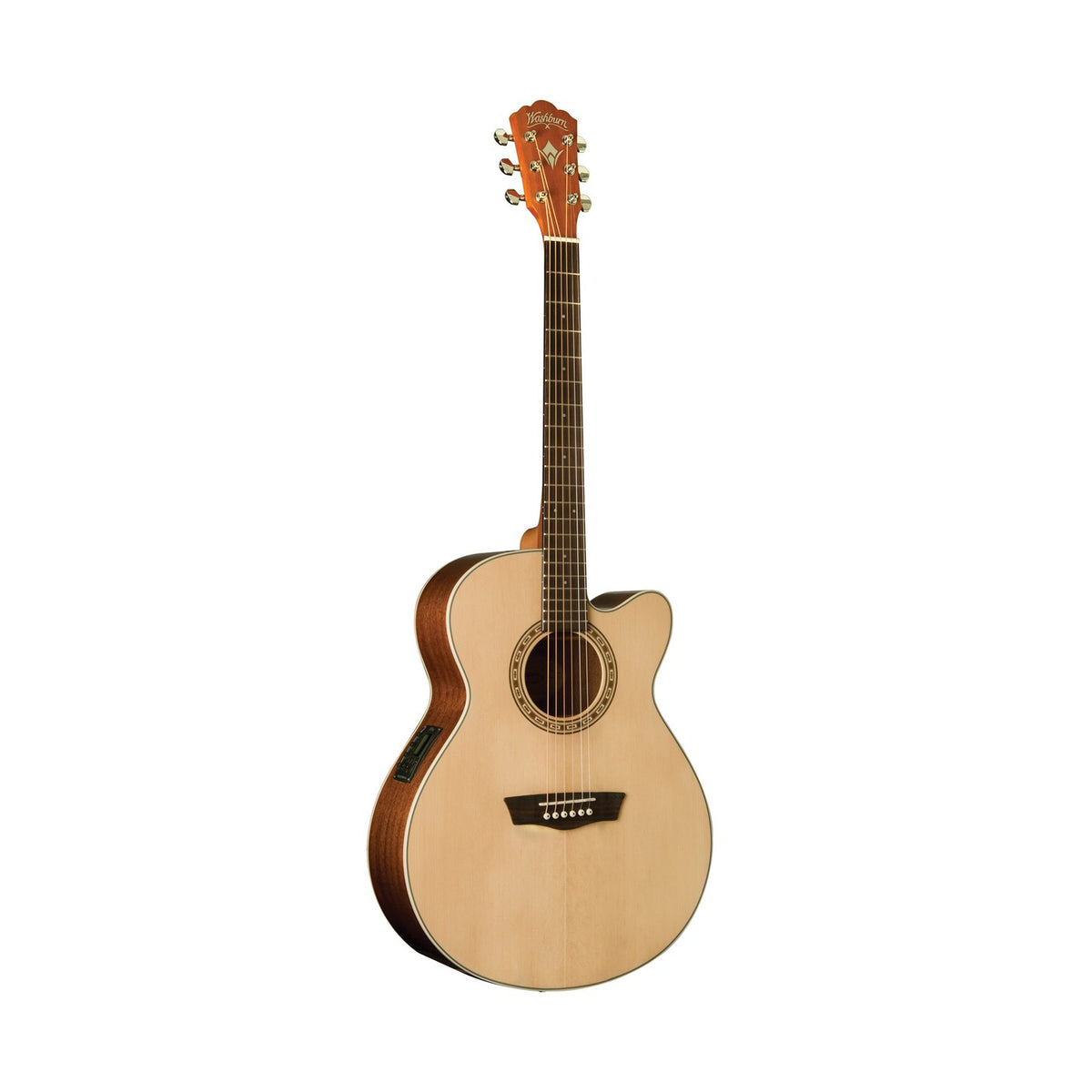 Washburn G7SCE Harvest Grand Auditorium Acoustic-Electric Guitar – Natural Gloss – full instrument view