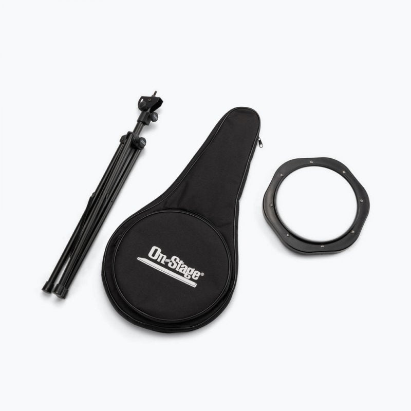 On-Stage DFP5500 Drum Practice Pad with Stand & Carry Bag – kit components