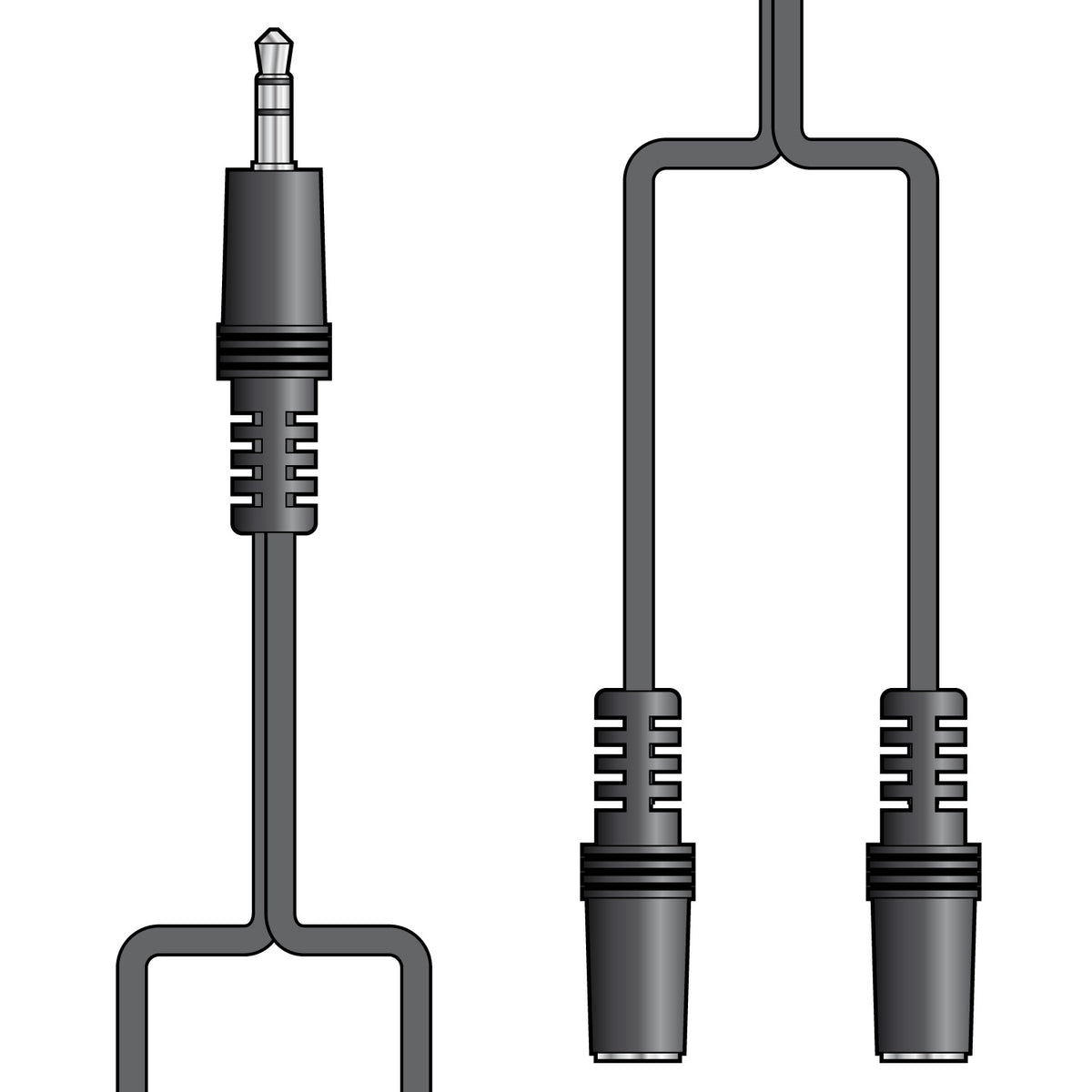 3.5mm stereo plug to 2 x 3.5mm stereo sockets lead 1.2m