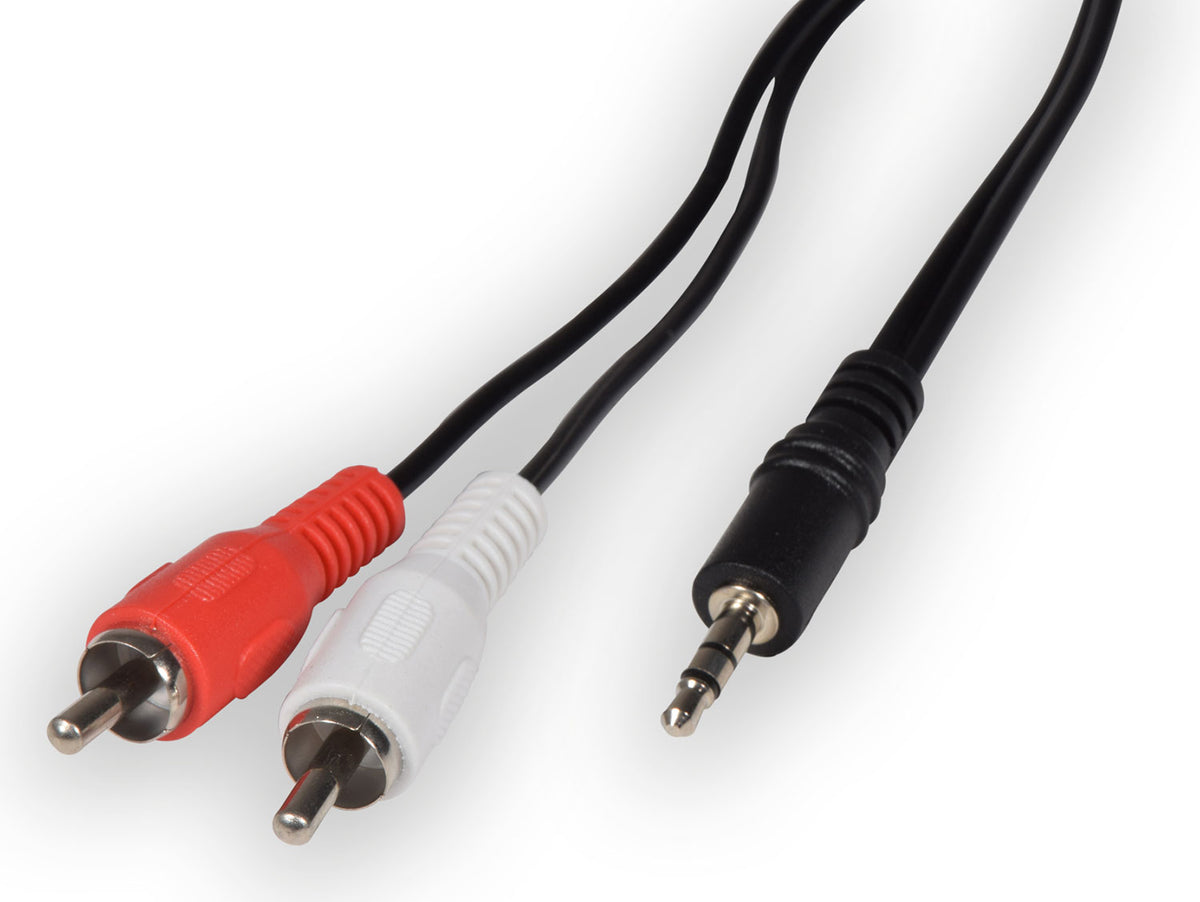 3.5mm stereo plug to 2 x RCA plugs lead 10.0m