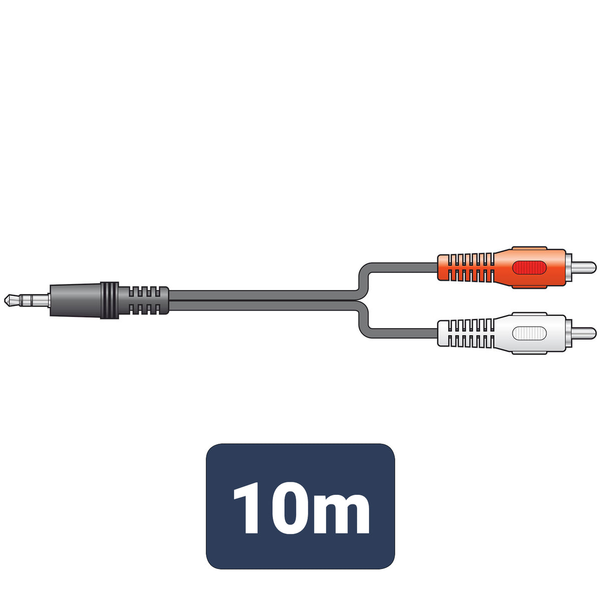 3.5mm stereo plug to 2 x RCA plugs lead 10.0m