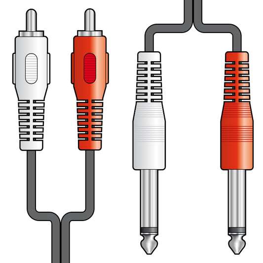 2 x RCA plugs to 2 x 6.3mm mono plugs lead 1.2m