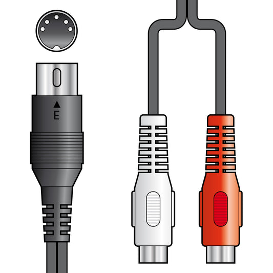 5 pin DIN plug to 2 x RCA socket lead 1.2m