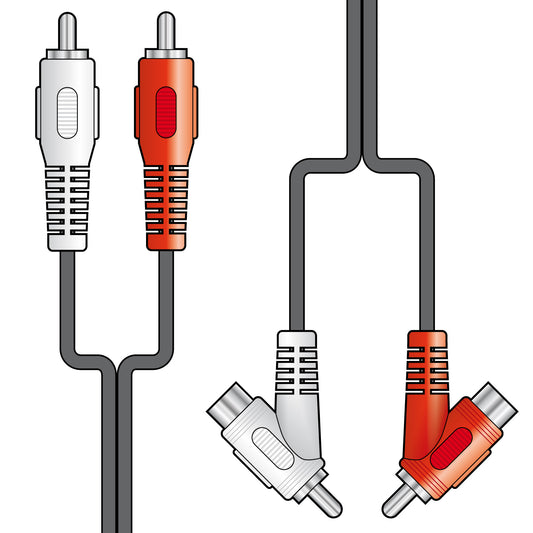 2 x RCA plugs to 2 x stackable RCA plugs 1.8m