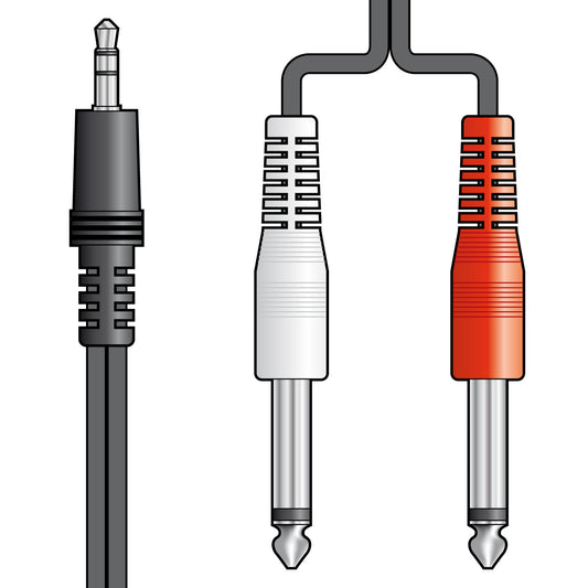 3.5mm stereo plug to 2 x 6.3mm mono plug 1.2m