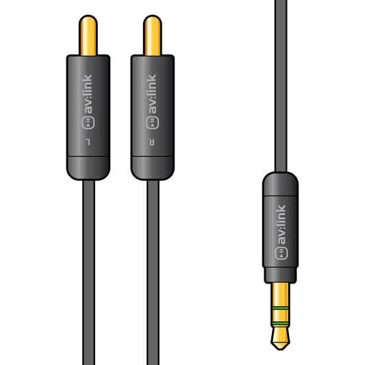 Precision 3.5mm stereo plug to 2xRCA plugs lead 1.5m