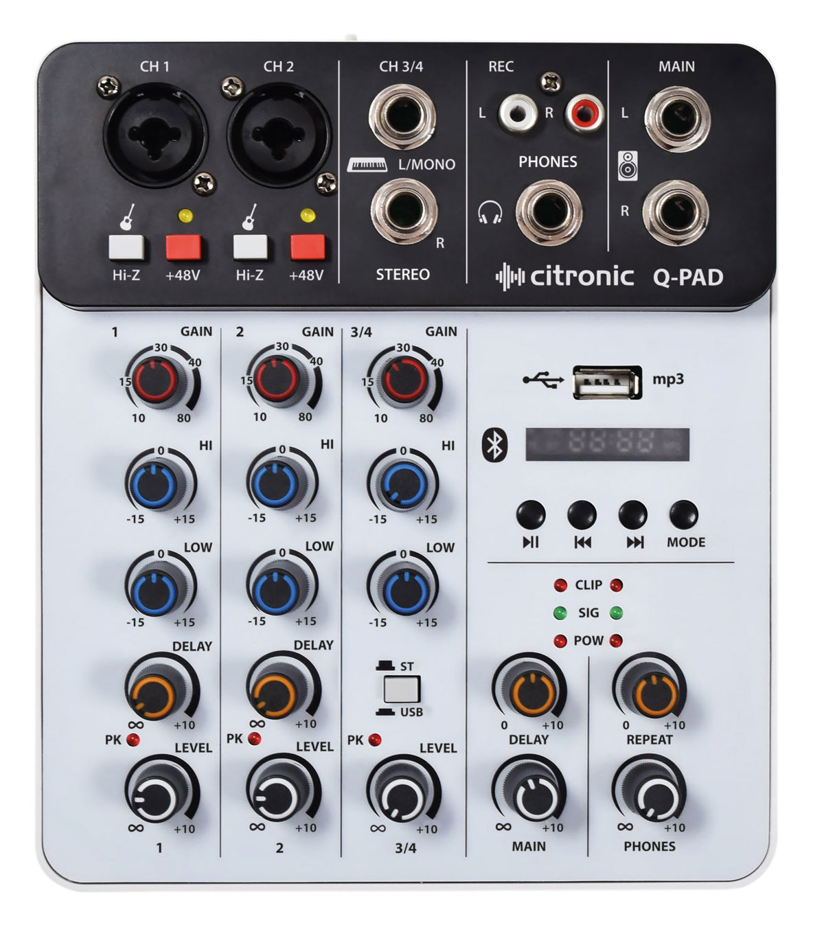 Q-PAD Compact Mixer + USB/BT/mp3