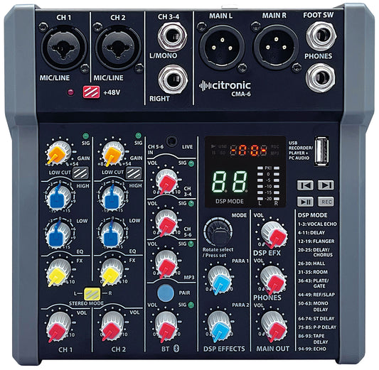 CMA-6 Compact Mixer with DSP FX and BT/USB