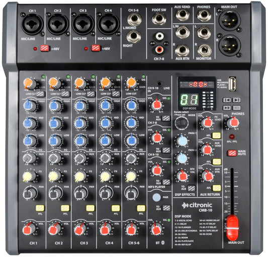 CMB-10 Mixing Console with DSP + USB/PC/BT Player