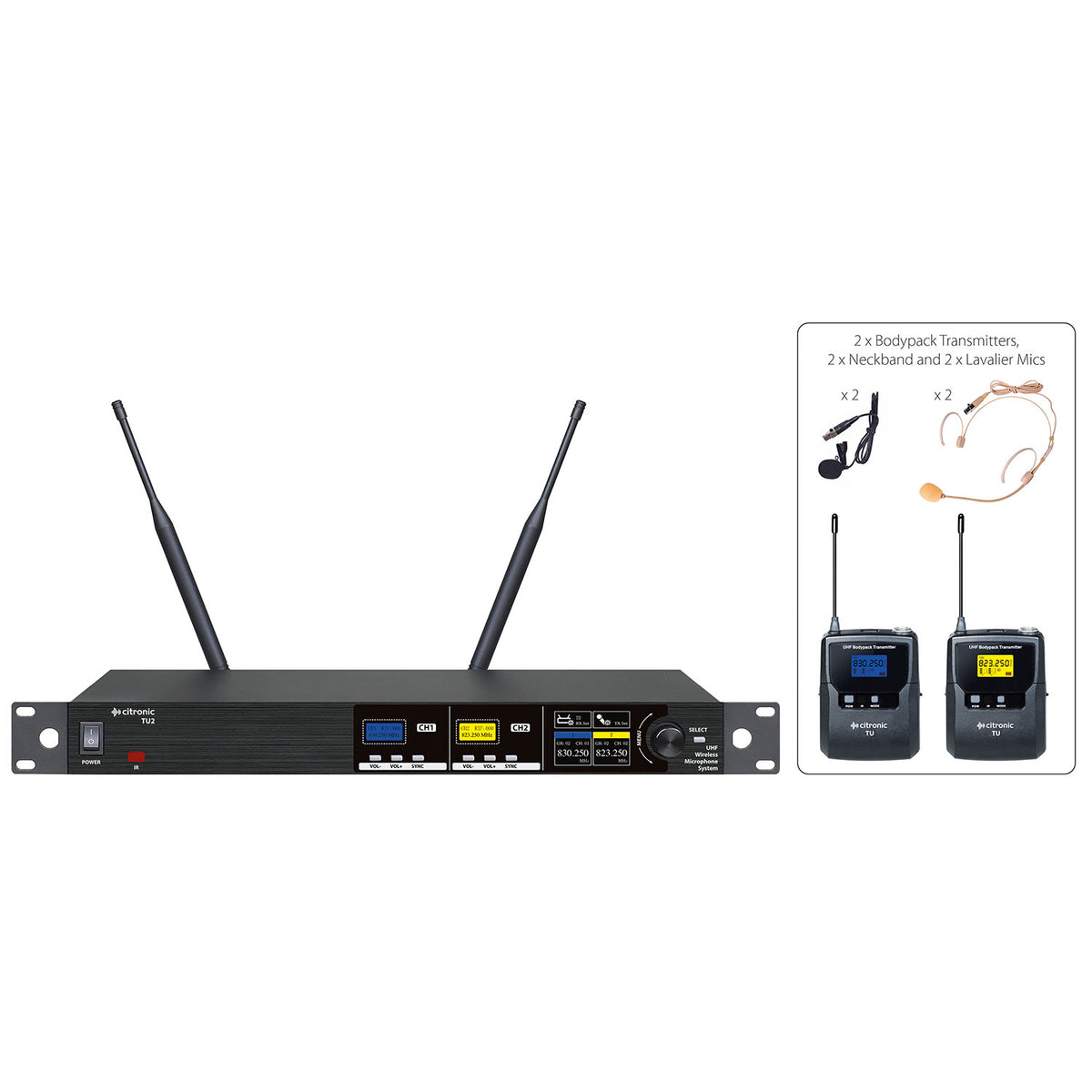 TU2 Dual PLL Mic Set - 2 x Bodypack Transmitters