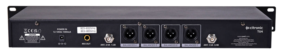 TU4 Quad PLL Mic Set 4 x Handheld Transmitters