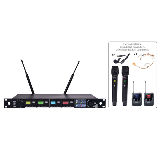 TU4 Quad PLL Mic Combo Set 2 x Handheld + 2 x Bodypack