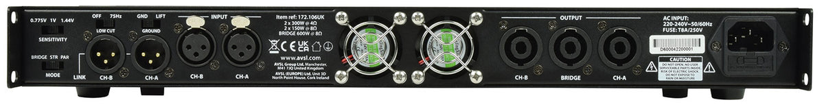 D600 Class-D Amplifier 2 x 300Wrms