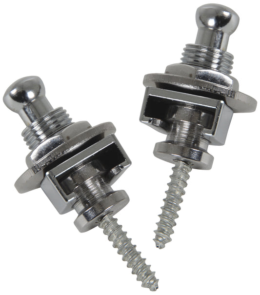 Set of 2 strap locks for guitar - chrome