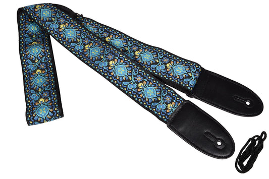 Blue Floral Deluxe Guitar Strap