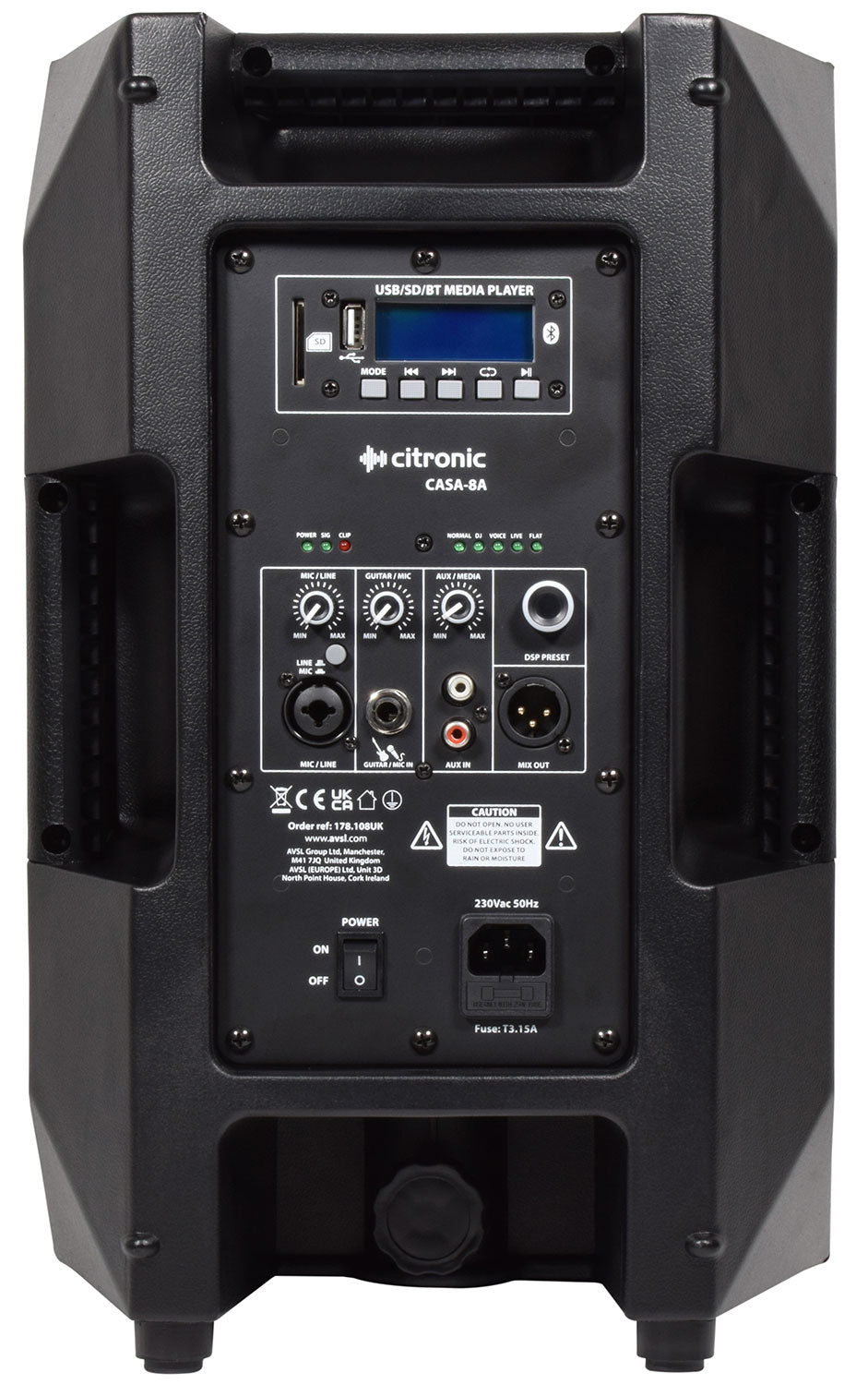 CASA-8A Active Cab 8" 200W RMS + USB/SD/BT
