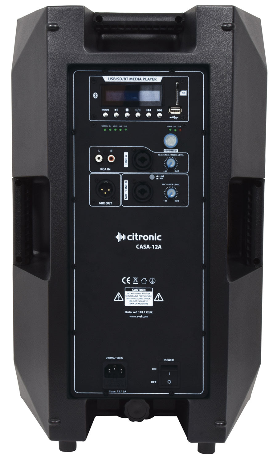 CASA-12A Active Cab 12" 280W RMS + USB/SD/BT