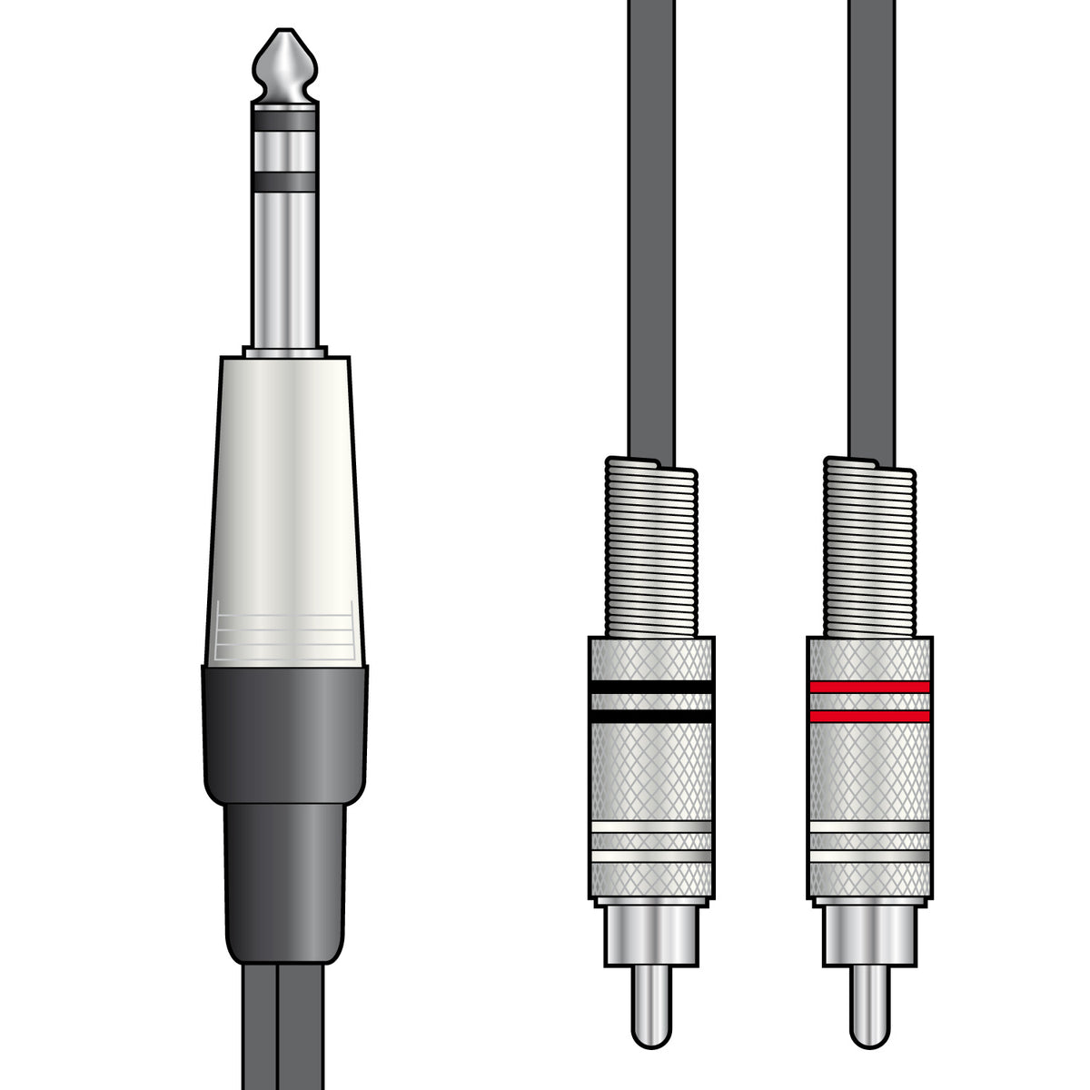 Classic Audio Lead 6.3mm TRS Jack - 2 RCA Plugs 1.5m