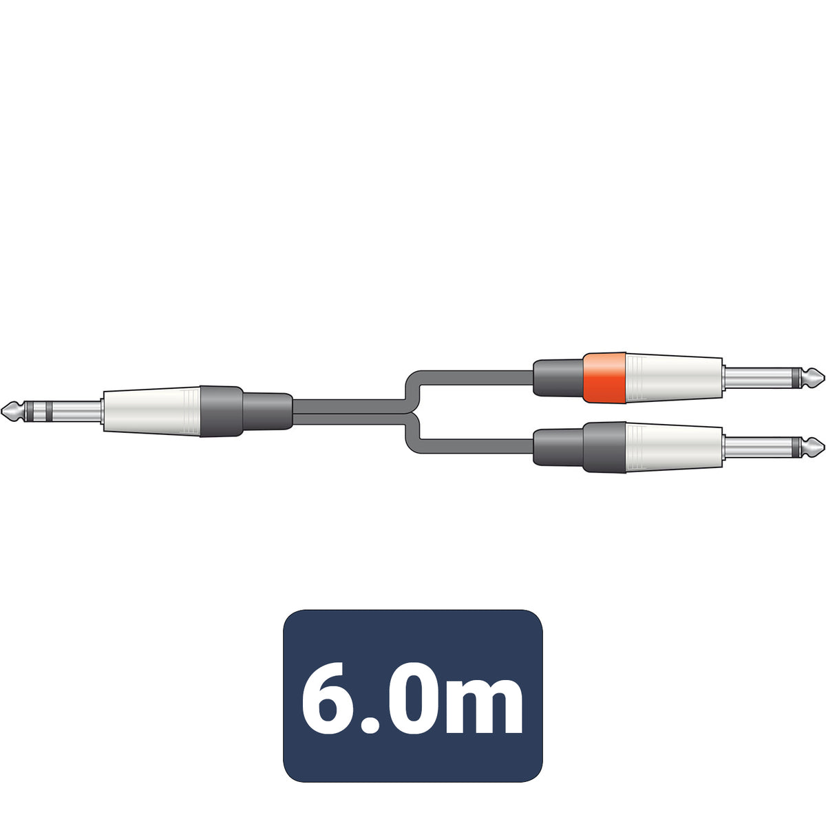 Classic Audio Lead 6.3mm TRS Jack - 2 6.3mm Jacks 6.0m