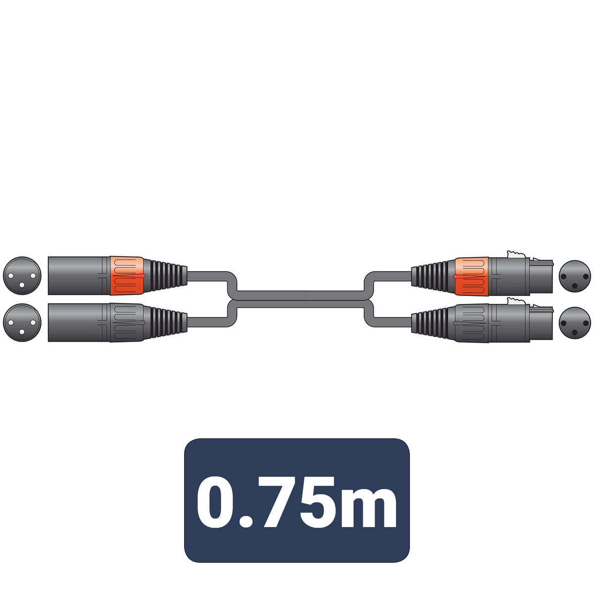 Classic Audio Lead 2 XLR Female - 2 XLR Male 0.75m