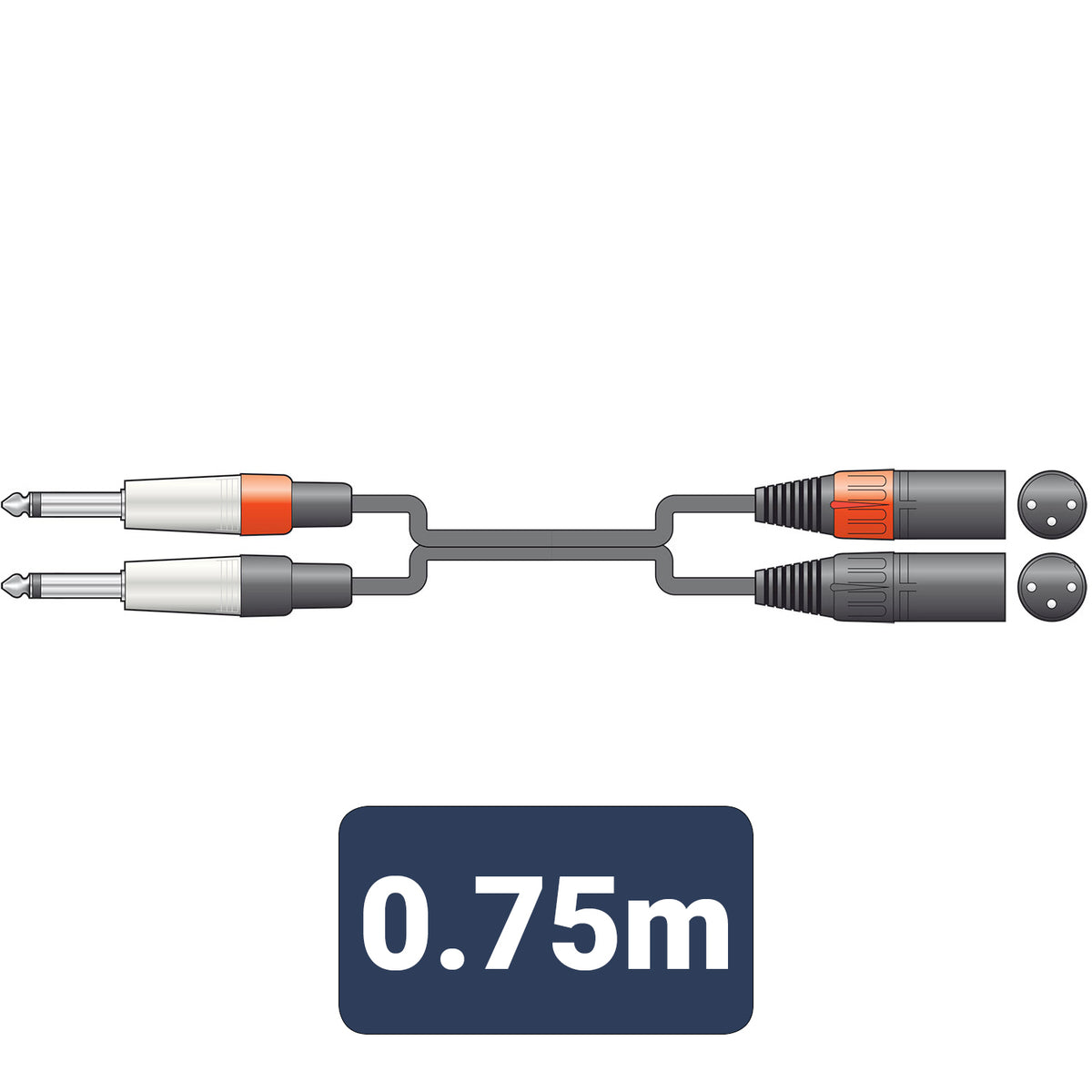 Classic Audio Lead 2 Mono Jack - 2 XLR Male 0.75m