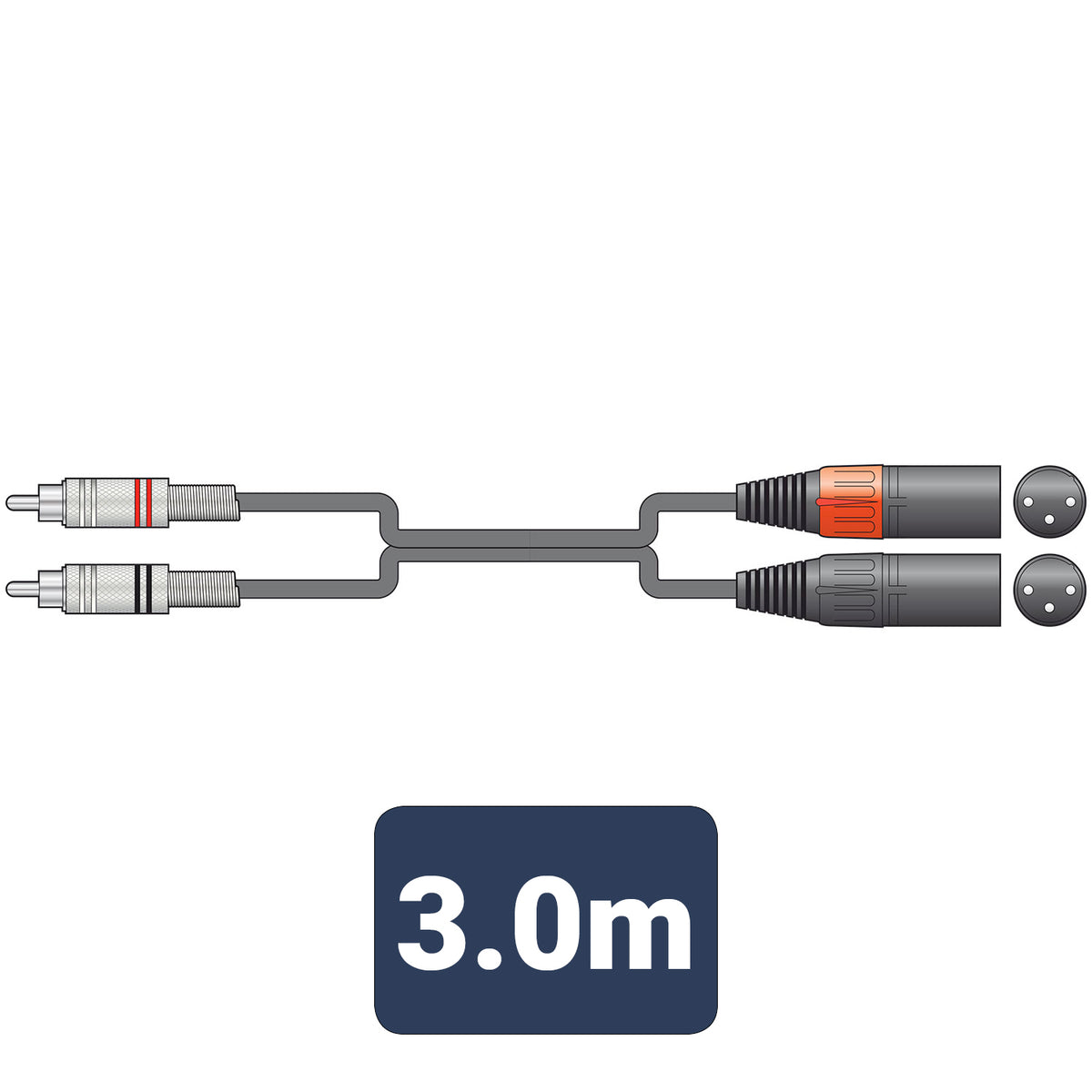 Classic Audio Lead 2 RCA Plugs - 2 XLR Male 3.0m