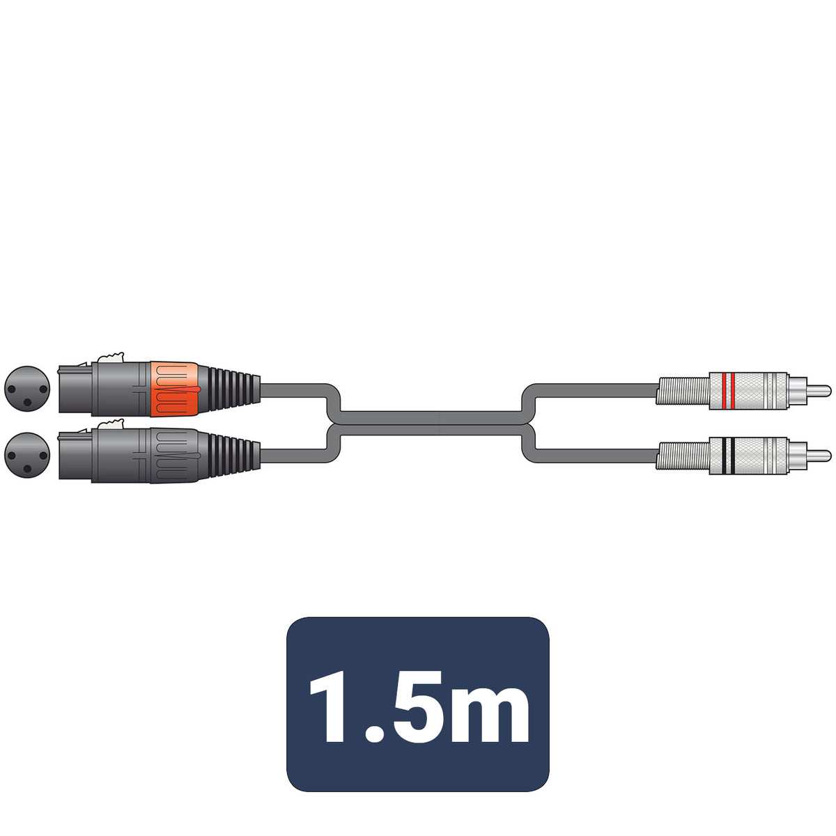 Classic Audio Lead 2 XLR Female - 2 RCA Plugs 1.5m