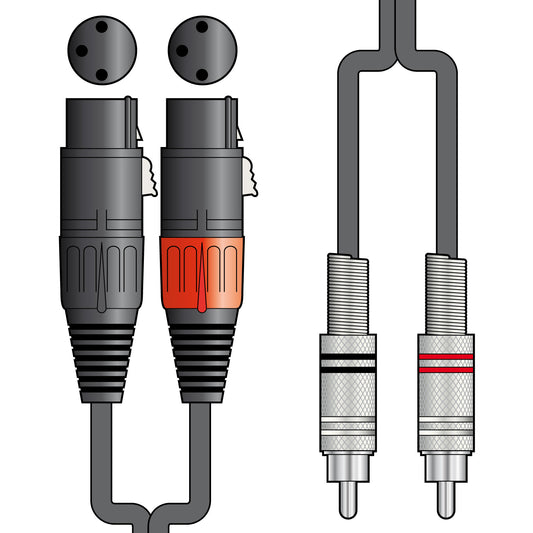 Classic Audio Lead 2 XLR Female - 2 RCA Plugs 6.0m