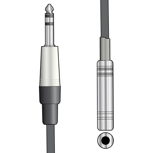 Classic Audio Lead 6.3mm Plug - 6.3mm Socket 3.0m