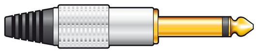 Gold plated 6.3mm jack plug, aluminium cover- mono