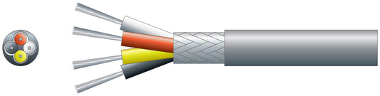 4 core braided screen, 4 x 7/0.2mm, 112/0.12mm, 5.5mmØ, Grey, 100m