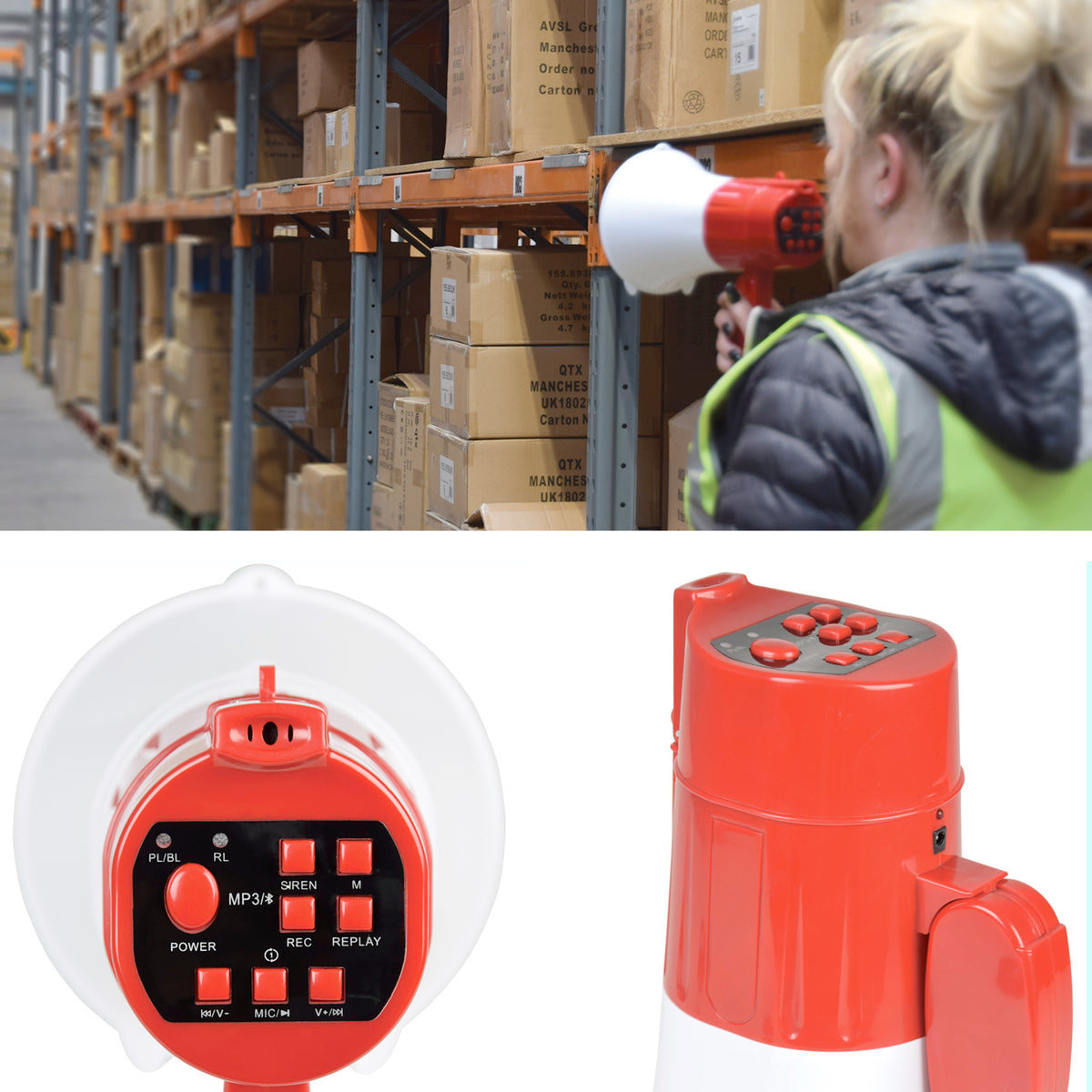 Rechargeable Megaphone with USB/SD, Looper & BT