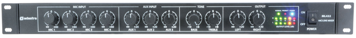 ML432 4mic+3aux rack mixer 1U