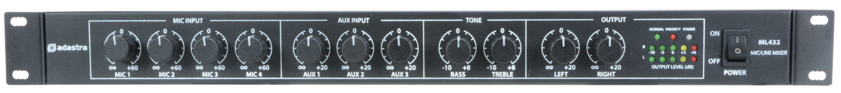 ML432 4mic+3aux rack mixer 1U