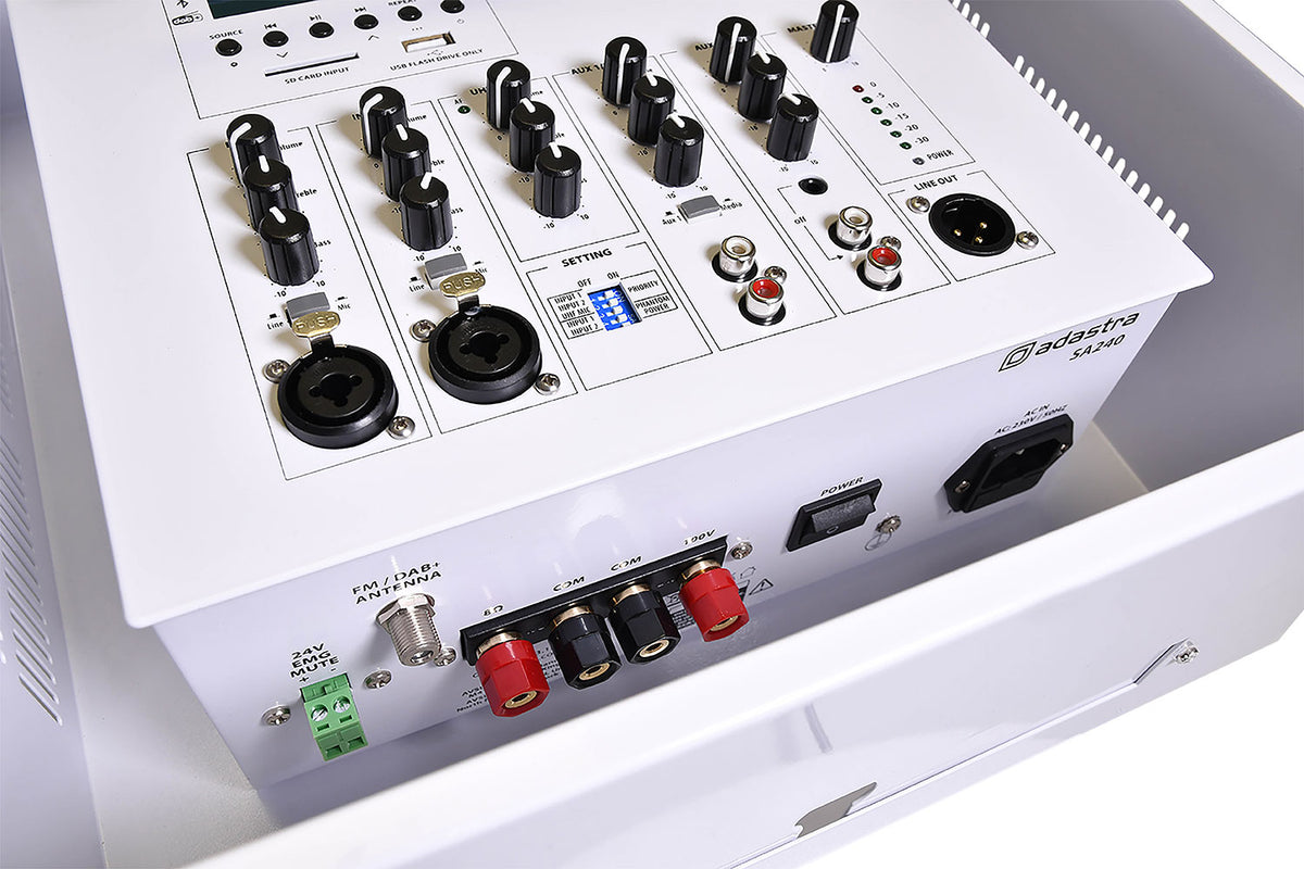 SA240 Secure Wall Amplifier 100V with UHF Mic and DAB+ Media Player