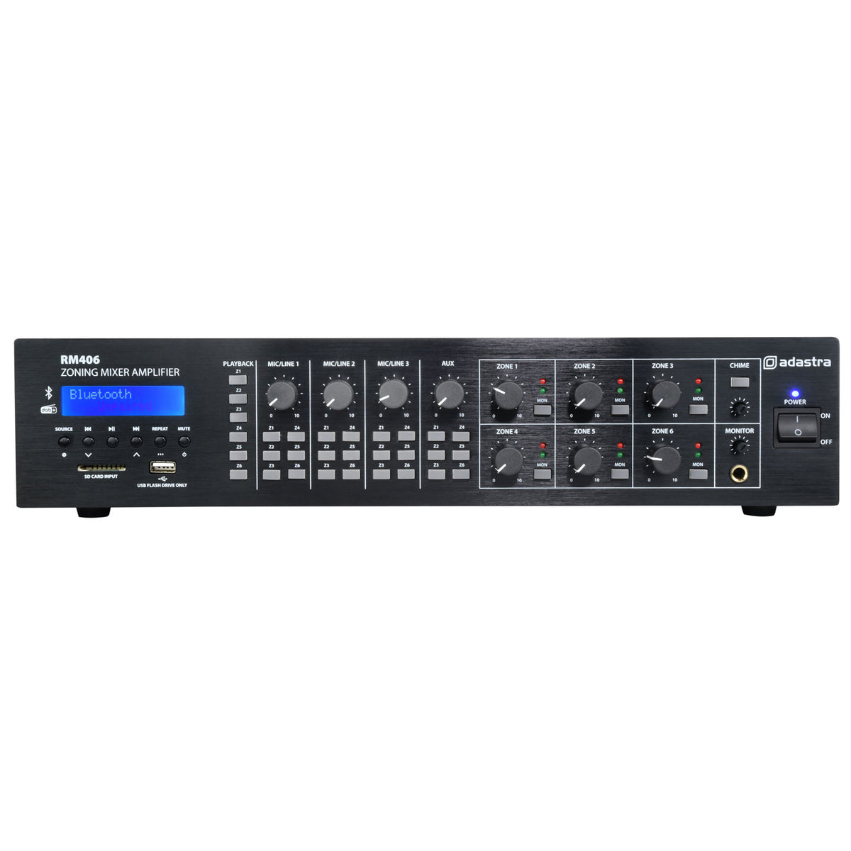 RM406 100V Mixer Amplifier 6 x 40W + USB/SD/FM/Bluetooth