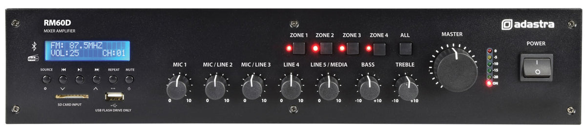 RM-series 100V Mixer-Amplifier with DAB+, BT, USB/SD