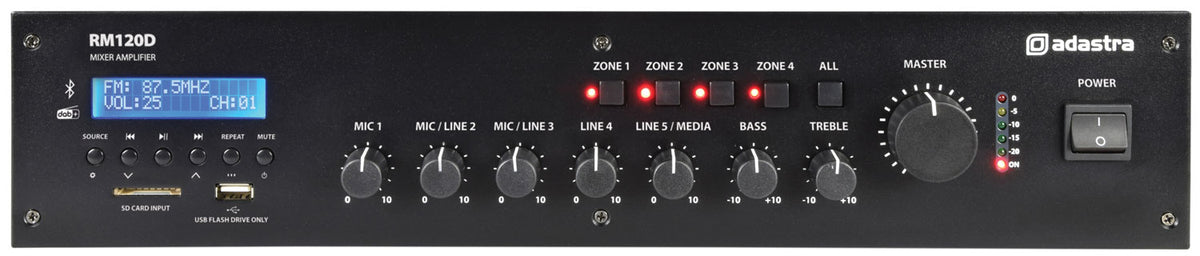 RM-series 100V Mixer-Amplifier with DAB+, BT, USB/SD