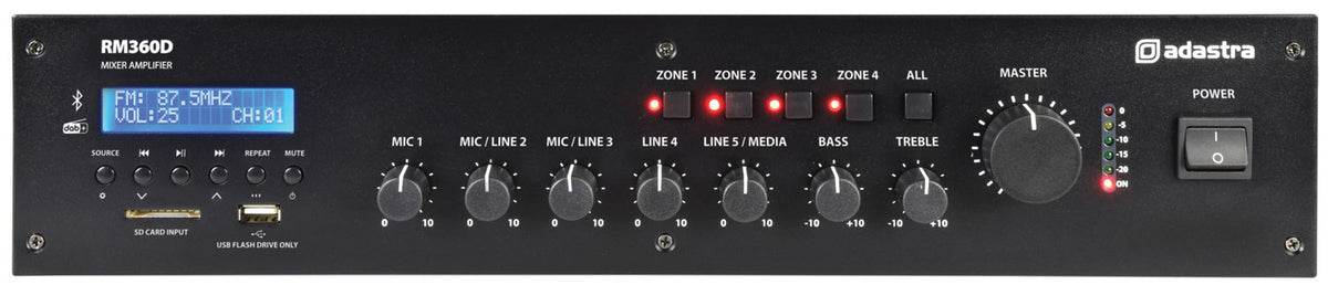 RM-series 100V Mixer-Amplifier with DAB+, BT, USB/SD