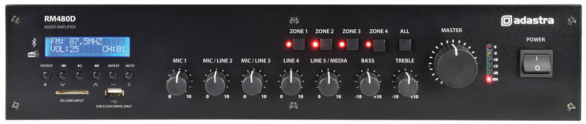 RM-series 100V Mixer-Amplifier with DAB+, BT, USB/SD