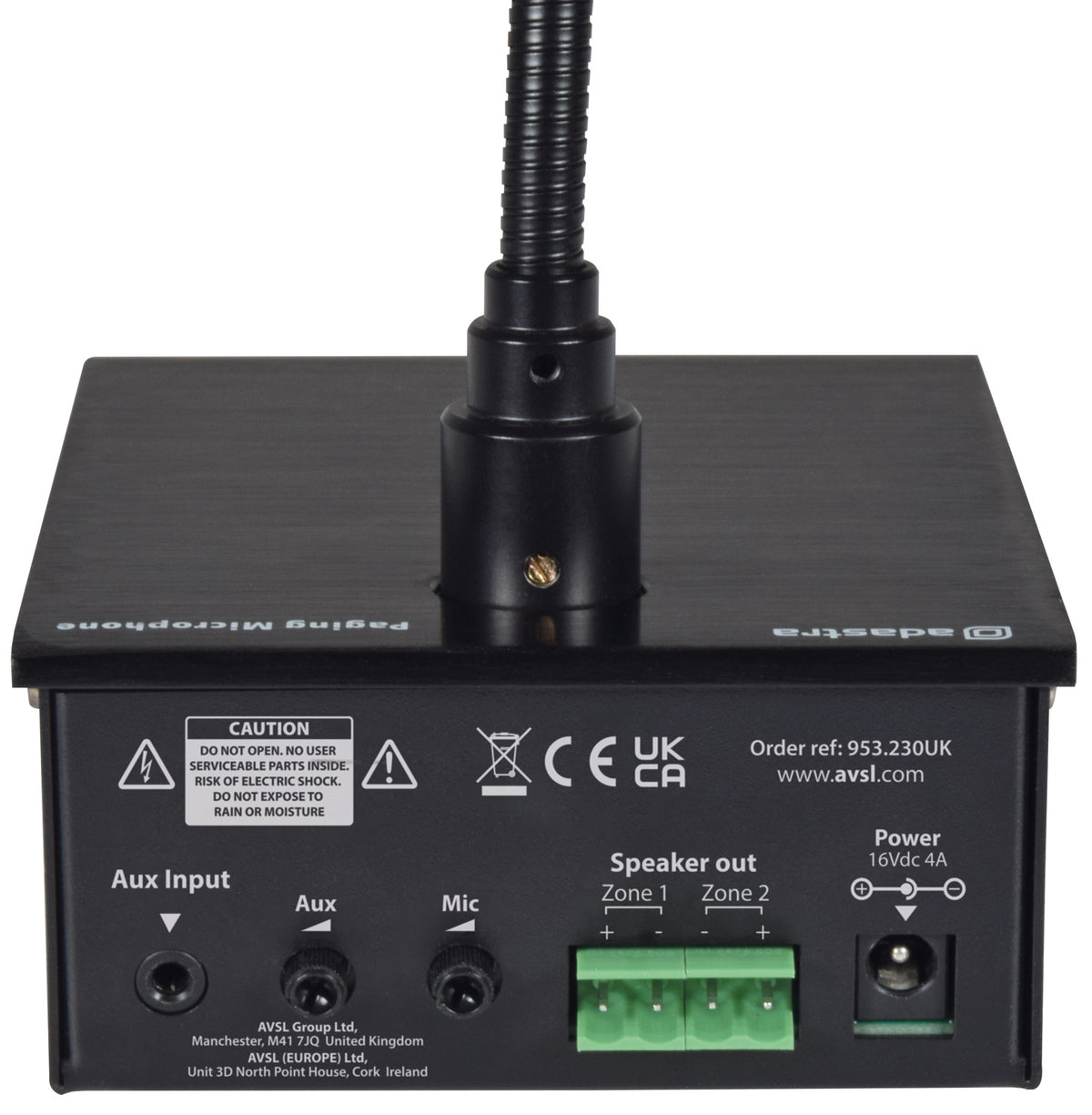 COM230 Paging Station with 2-zone Amplifier