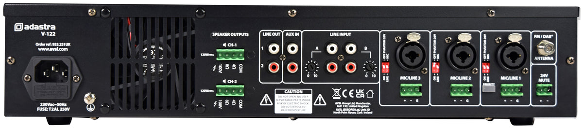 V-series Dual Zone 100V Mixer-Amplifiers