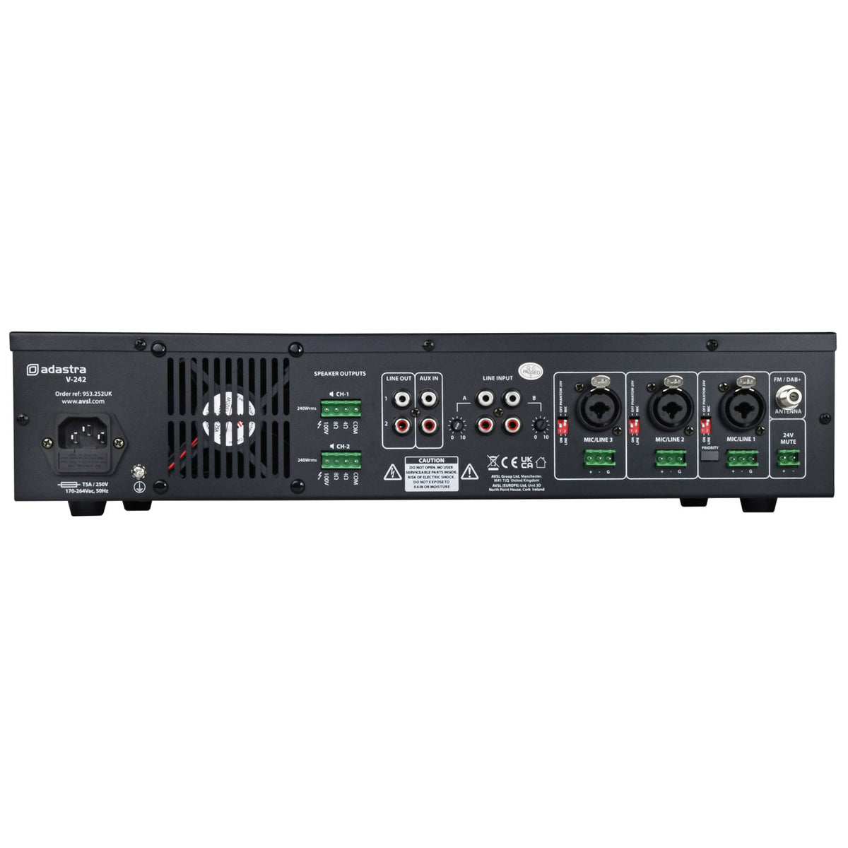 V-series Dual Zone 100V Mixer-Amplifiers