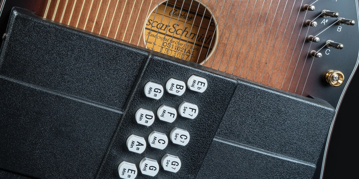 Oscar Schmidt OS11021AE Autoharp lifestyle photograph