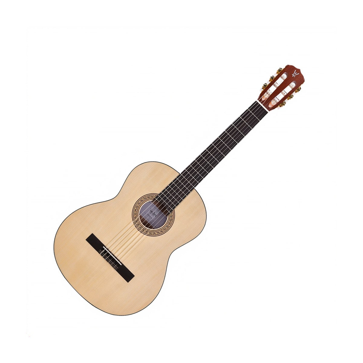 Vedra Model 1 Classical Nylon-String Guitar – Natural Gloss, full guitar angled view