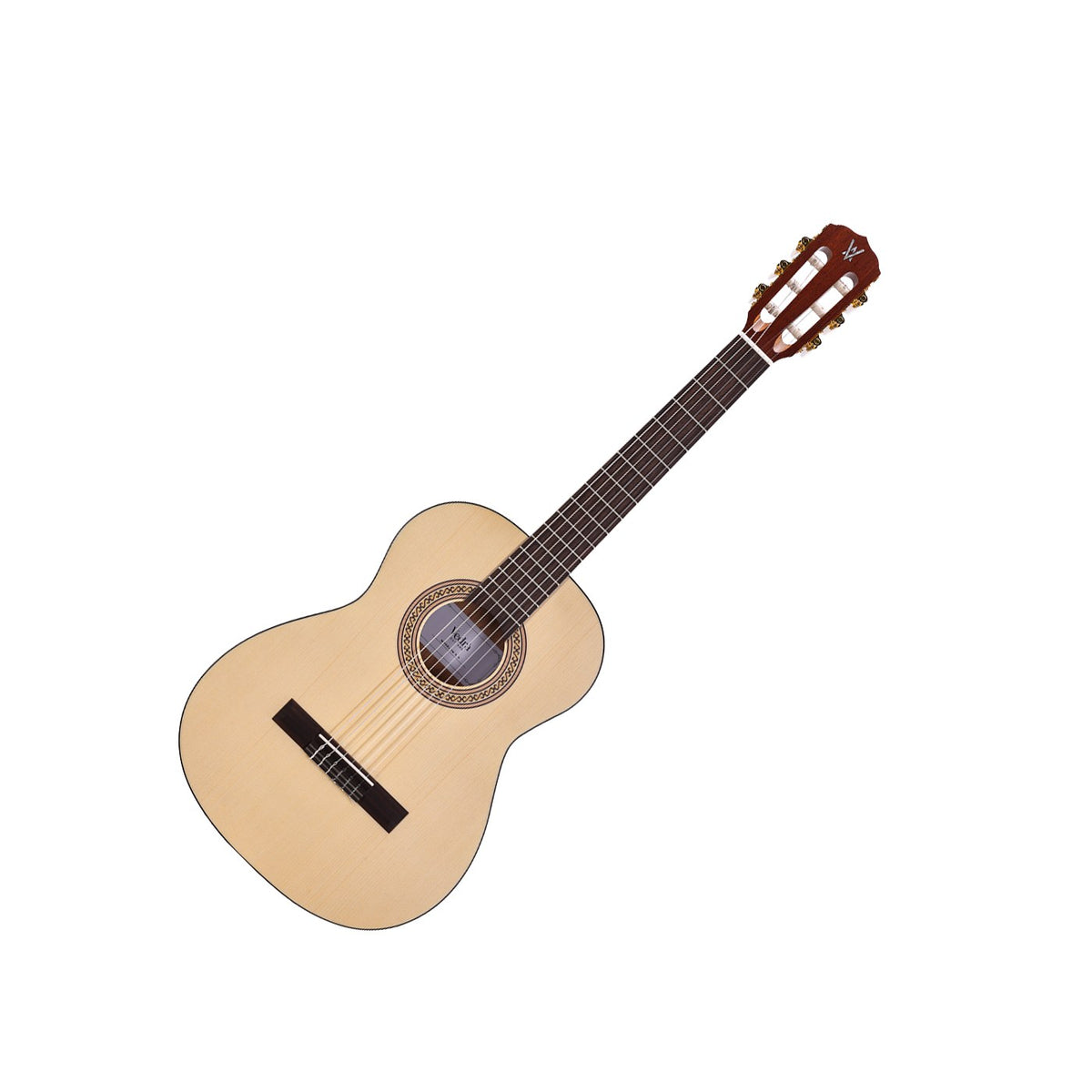 Vedra Model 1M 3/4 Size Classical Nylon-String Guitar – Natural Matte, full guitar angled view