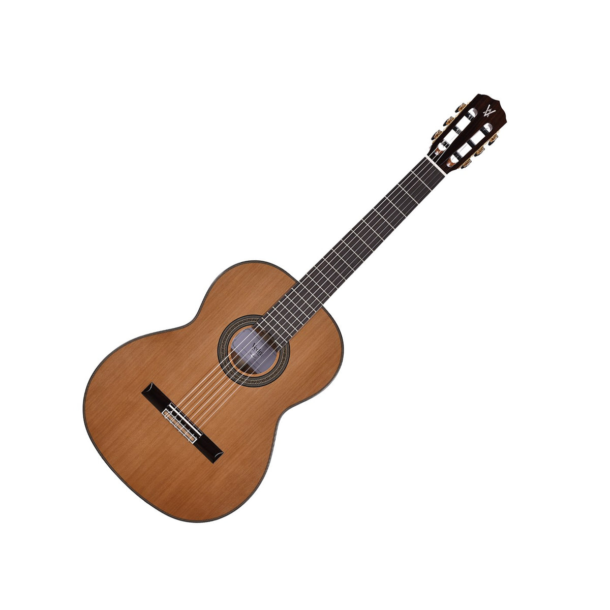Vedra Model 7 Solid Cedar and Solid Mahogany Classical Nylon-String Guitar – Natural Gloss, full guitar angled view