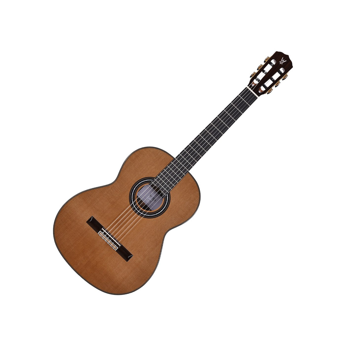 Vedra Model 8 Solid Cedar and Solid Rosewood Classical Nylon-String Guitar – Natural Gloss, full guitar angled view