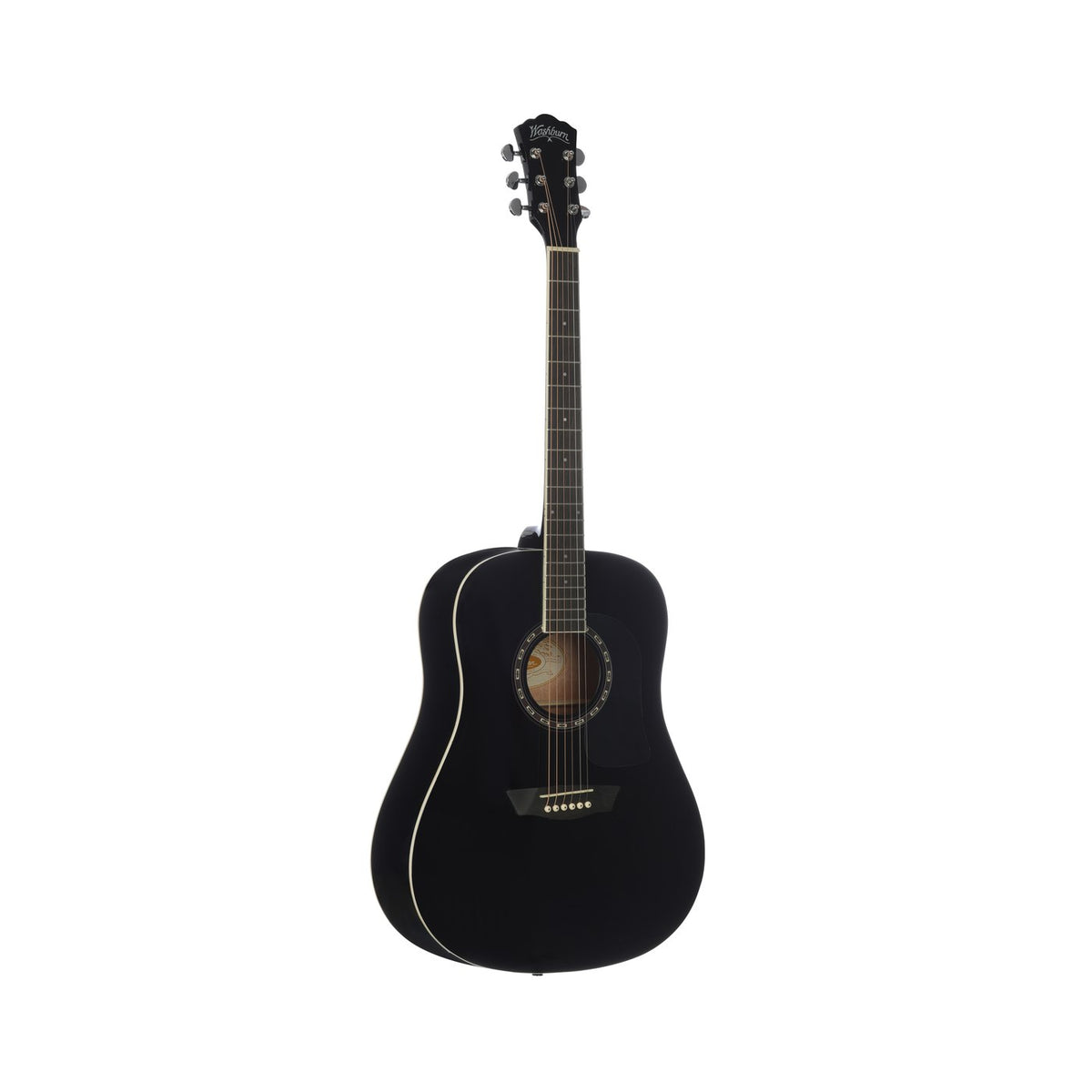 Washburn D5 Apprentice Dreadnought Acoustic Guitar – Black – angled front view