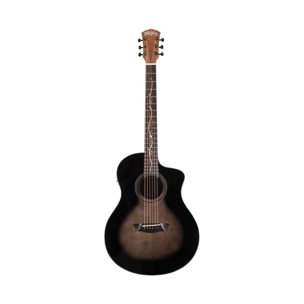 Washburn Bella Tono Vite S9V Acoustic-Electric Guitar – Gloss Charcoal Burst – full guitar view